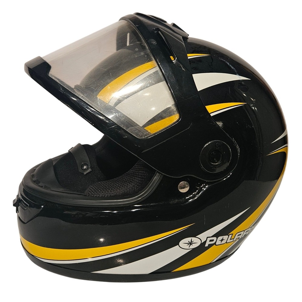 Polaris Full Face Helmet Vintage Yellow Graphic DOT Snell Approved Fiberglass *
